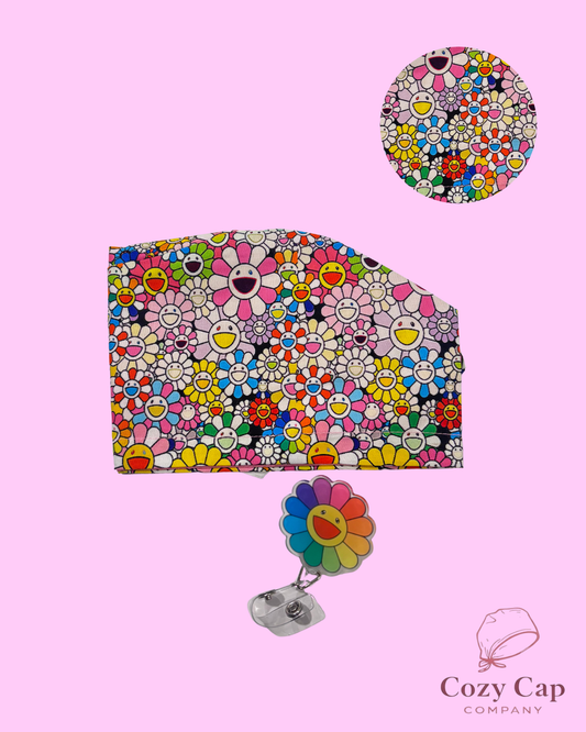Flower Power Cap + Badge Reel