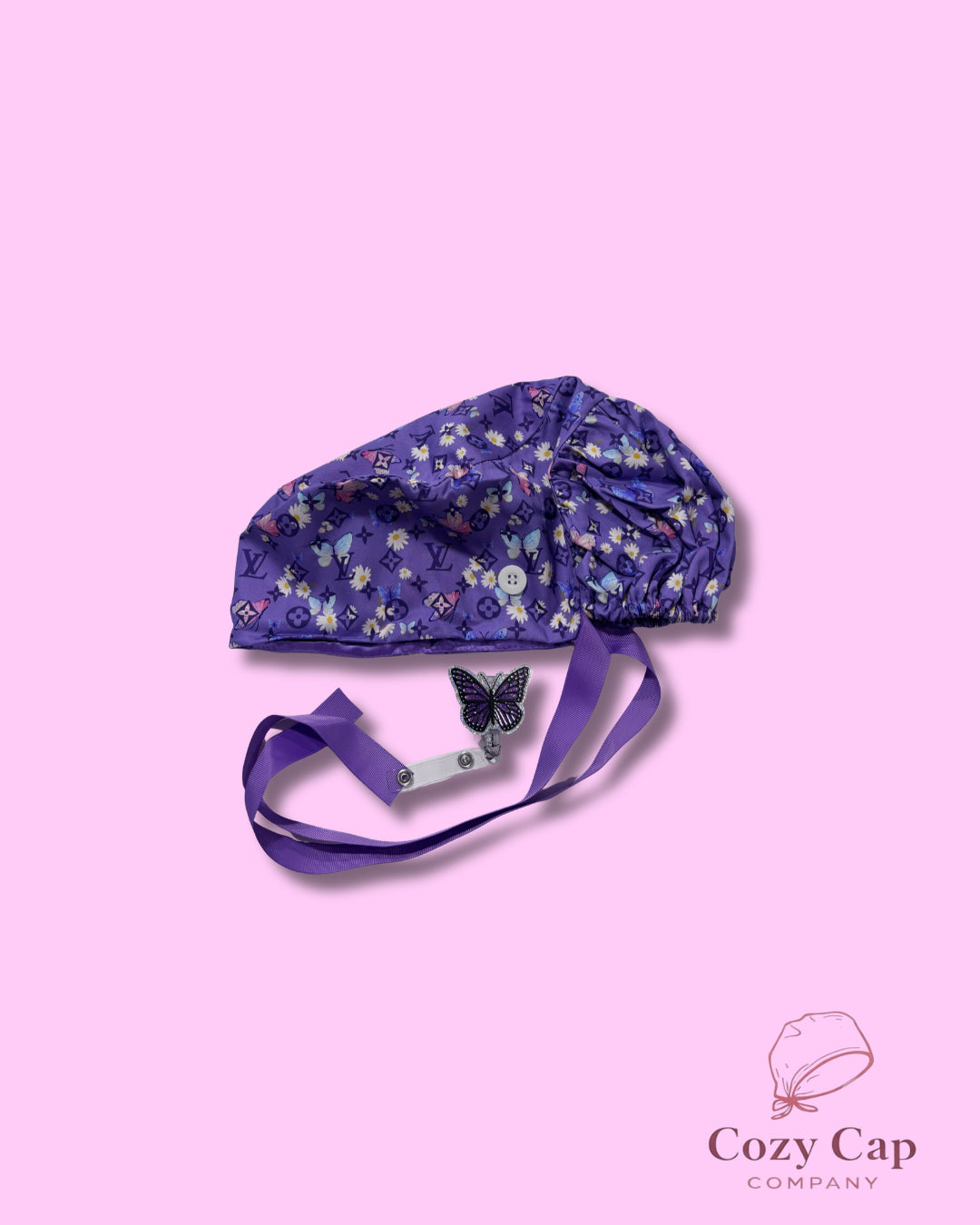 Butterfly Bloom Scrub Cap + Badge Reel