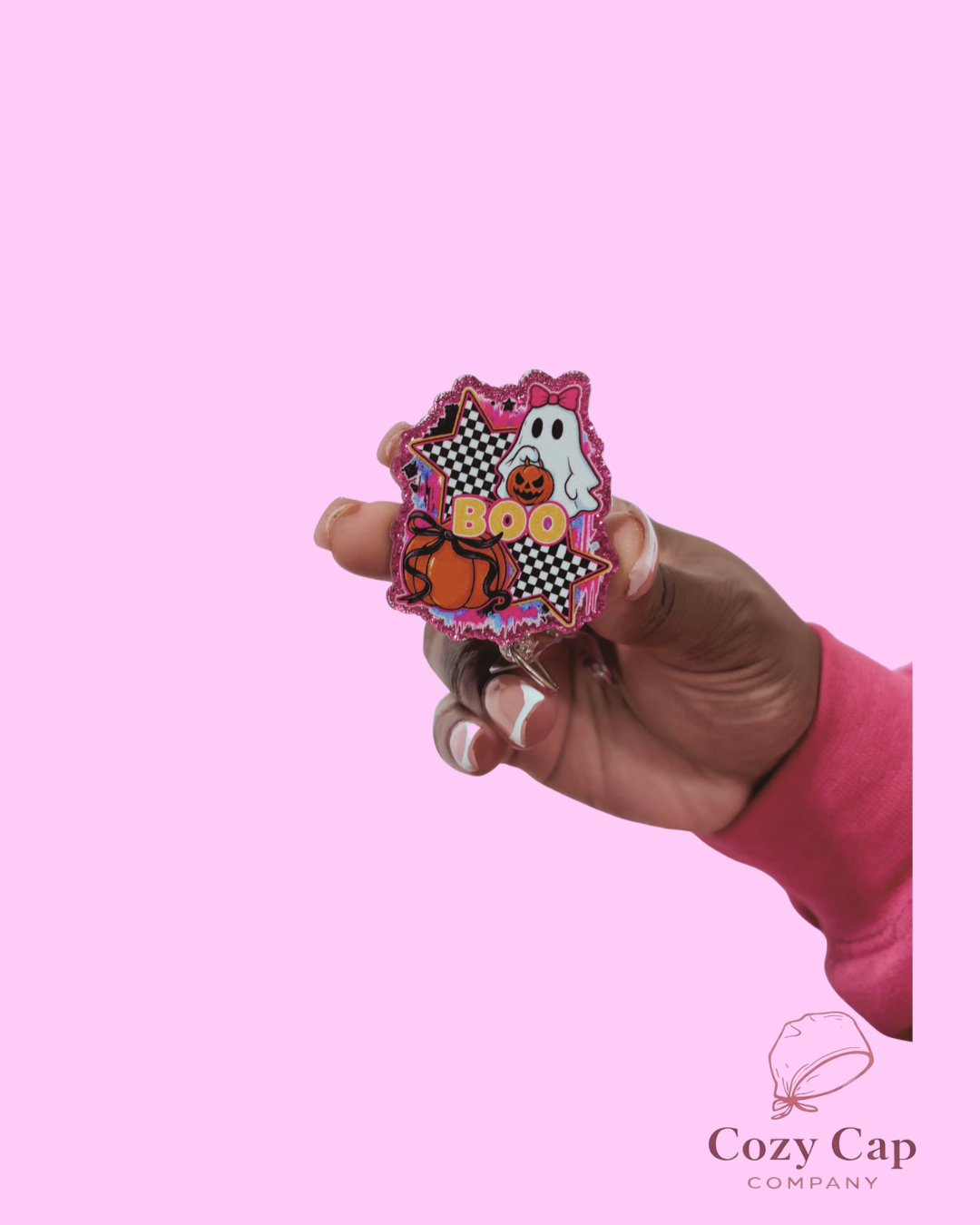 👻 Trick or Treat Cozy Cap  + Badge Reel