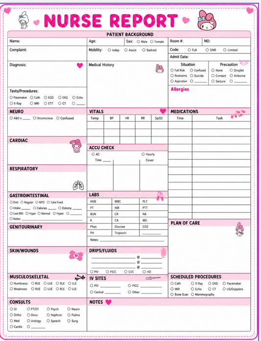 My Melody Cozy Report Sheet
